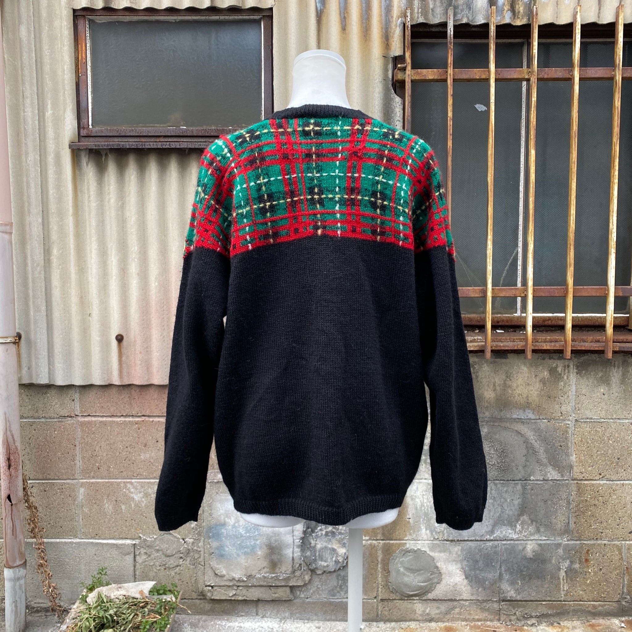 PENDLETON ペンドルトン タータンチェック柄 ウールニットカーディガン レディースL相当 古着 ブラック 黒 レッド 赤色 グリーン 緑色  金ボタン【ニットセーター】【SA50】 | cave 古着屋【公式】古着通販サイト