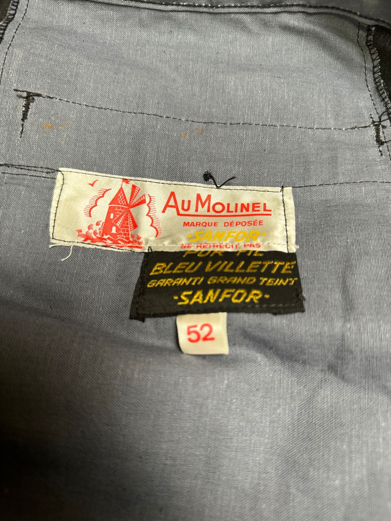 【Deadstock】50s French Workwear “AU MOLINEL” Black Linen Maquignon Trousers