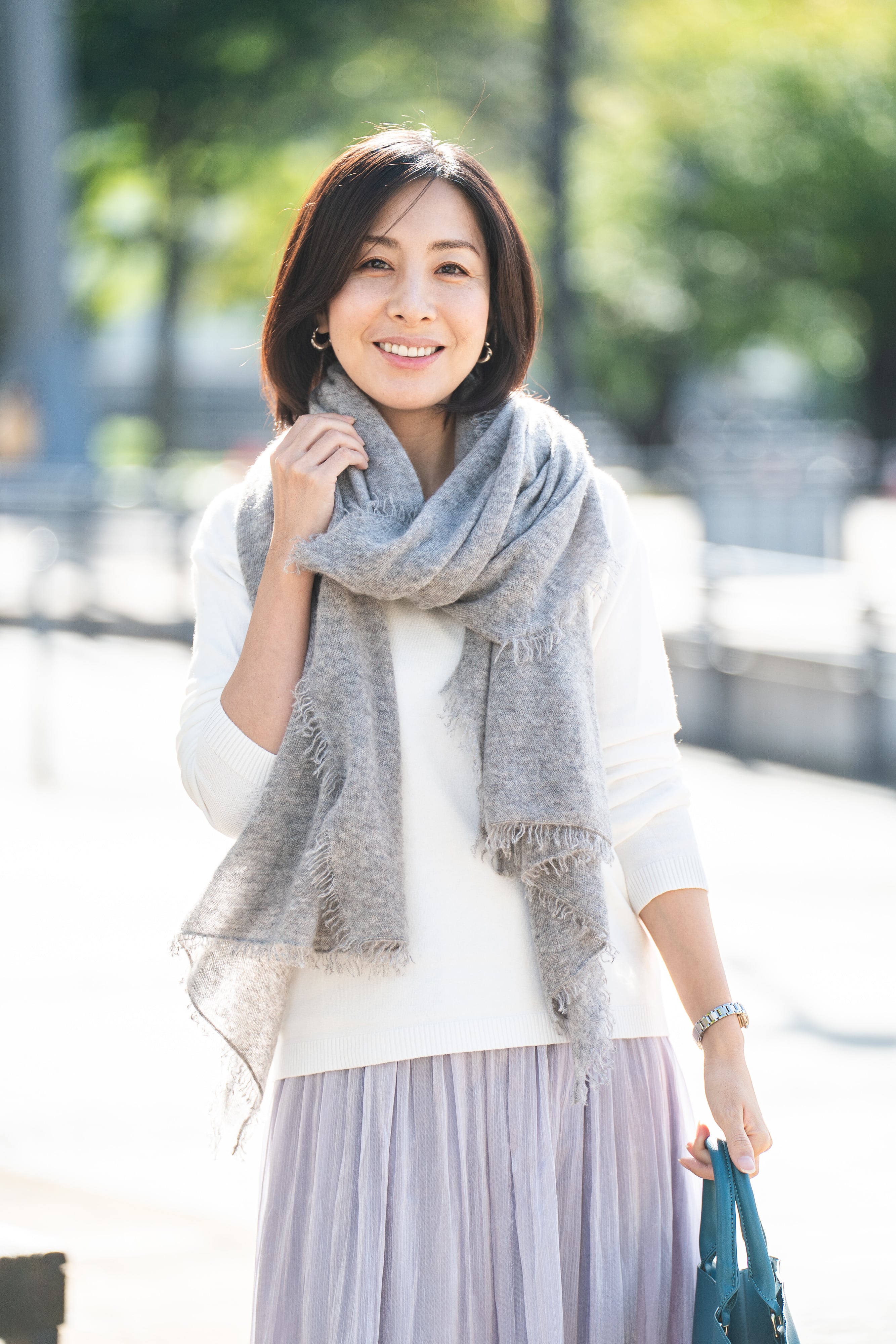 Rokuhara - ロクハラ/ナチュラルグレー カシミヤ100%ストール（無染色