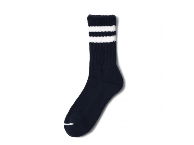 日本製・COMFY SOCKS  LINE LOW CREW (CLASSIC NAVY/WHITE)