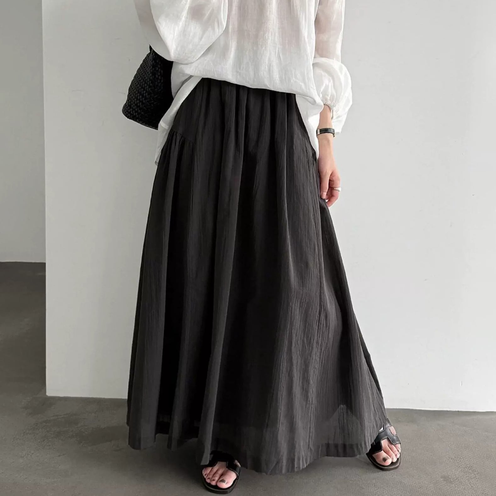 side gather long skirt 14470
