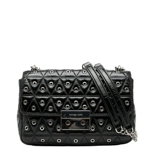 マイケルコース スタッズ チェーン ショルダーバッグ ブラック エナメル レディース Michael Kors 【中古】