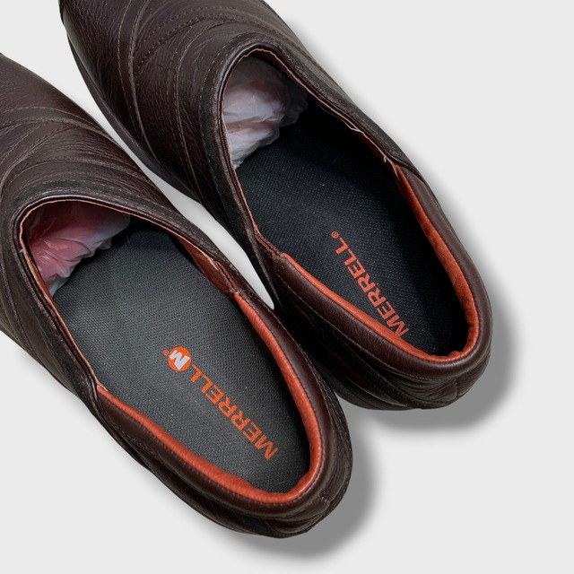 MERRELL ブラウンレザースリッポン　コンフォートシューズ