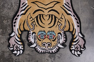 Tibetan Tiger Rug 《Sサイズ•シルク・オリジナル2・マスタードイエロー427》チベタンタイガーラグ