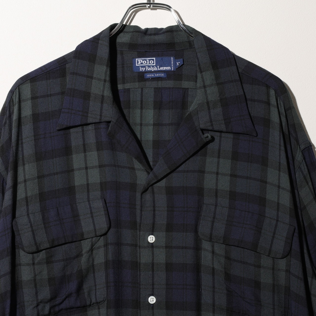 Mint XL 90s Rayon Black Watch L/S Shirt Polo Ralph Lauren ポロラルフローレン レーヨン ブラックウォッチ柄 長袖
