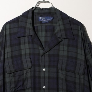 Mint XL 90s Rayon Black Watch L/S Shirt Polo Ralph Lauren ポロラルフローレン レーヨン ブラックウォッチ柄 長袖