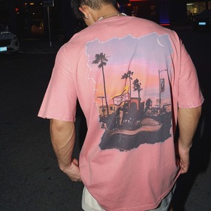 アメリカンレトロフォトバックプリントTシャツ 2col   A00360