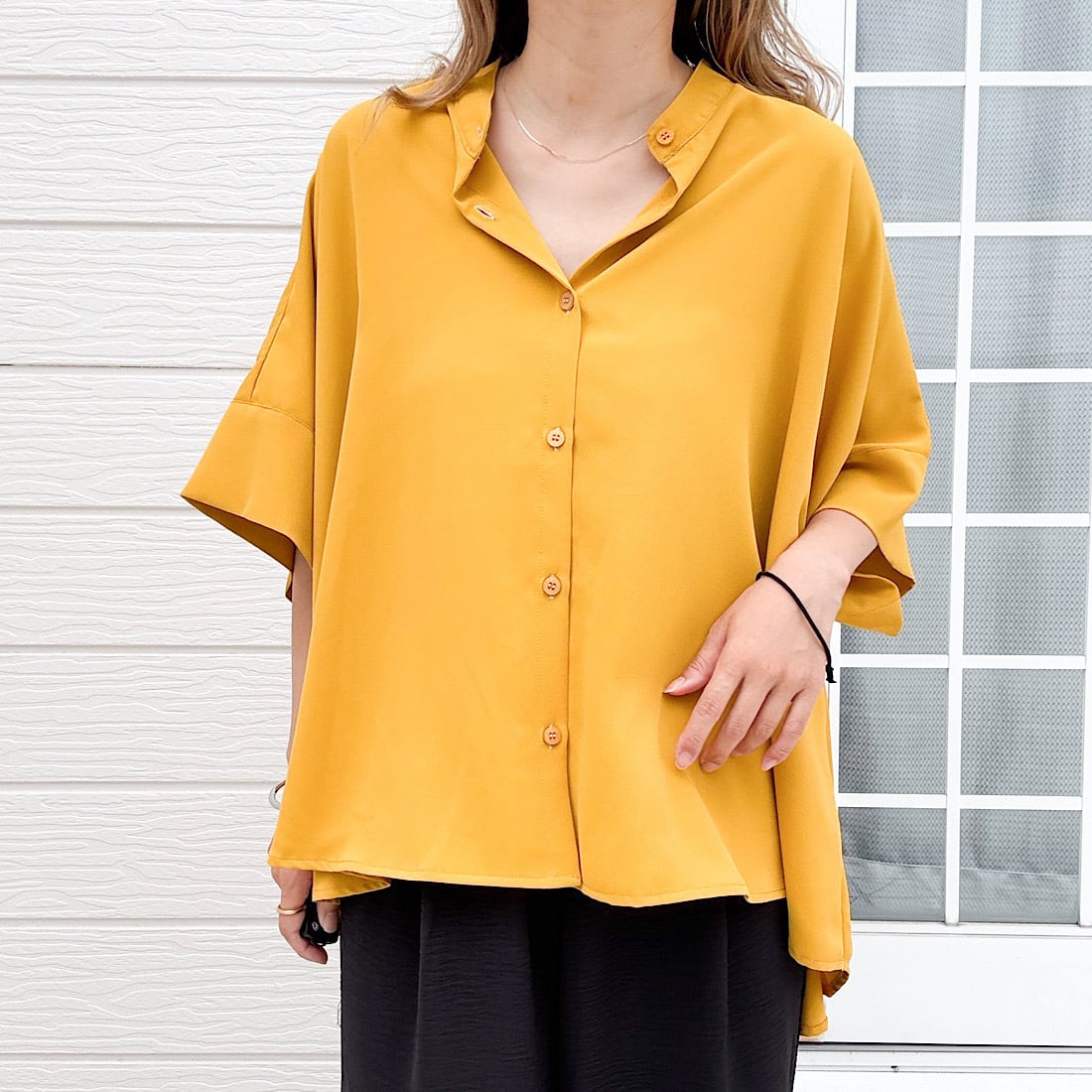 BOXシルエット5分袖シャツ
