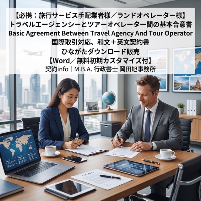 【Word／無料初期カスタマイズ付】トラベルエージェンシーとツアーオペレーター間の基本合意書｜国際取引対応｜和文＋英文契約書｜Basic Agreement Between Travel Agency And Tour Operator