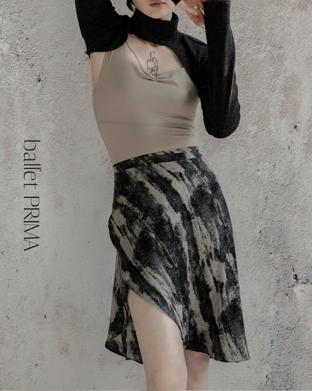 【Typha】Multi-Print Chiffon Wrap Skirt 2color P0187