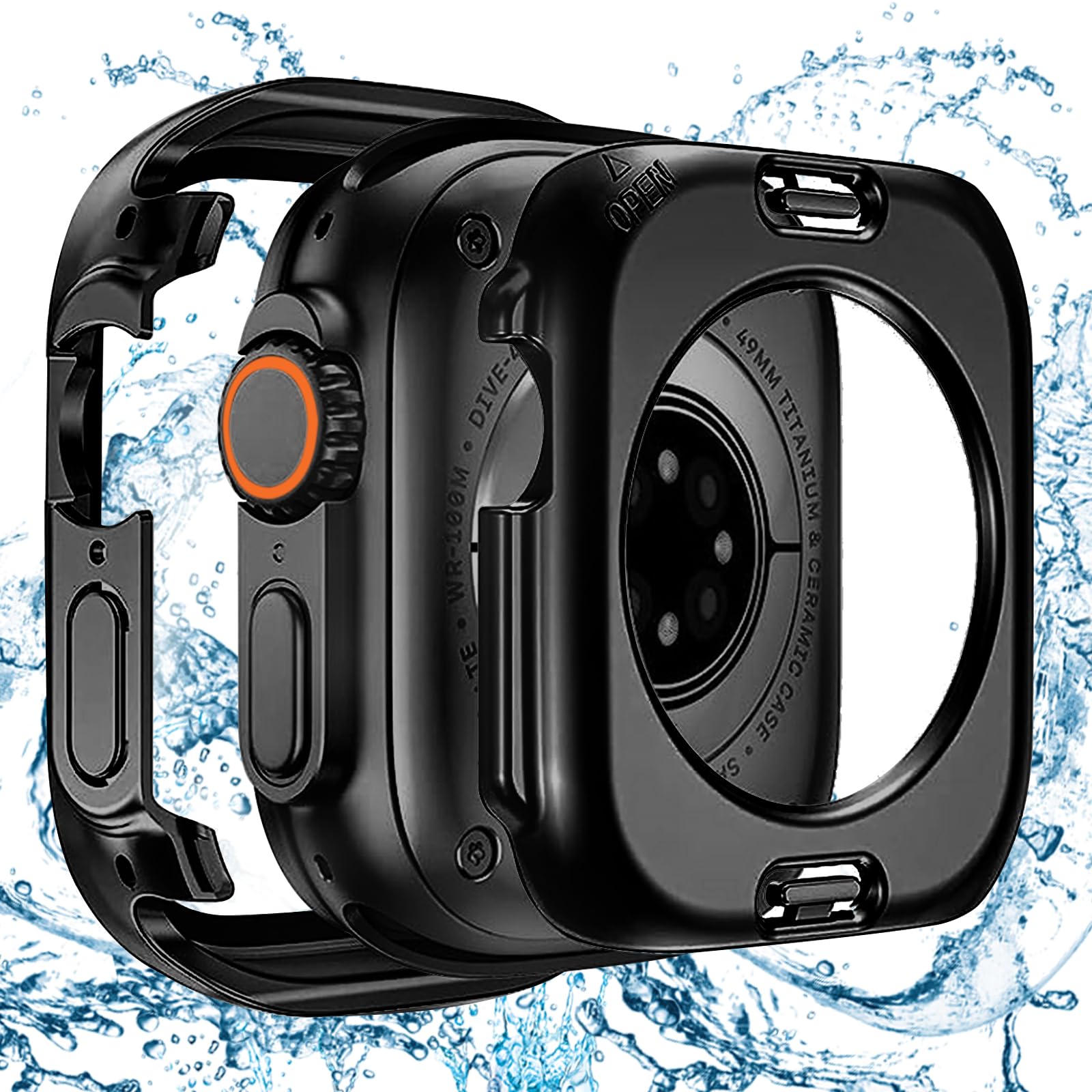 【特価処分】対応 Apple Watch ケース Series 11/10/9/8/7/SE3/SE2/SE/6/5/4 Ultra 3/2/1 アップルウォッチ カバー PC素材 防水 2 in 1 前後の保護 Apple Watch カバー 全面保護 二重構造 アップルウォッチ ケース 高耐久 高透過率 装着簡?(49mmブラック)