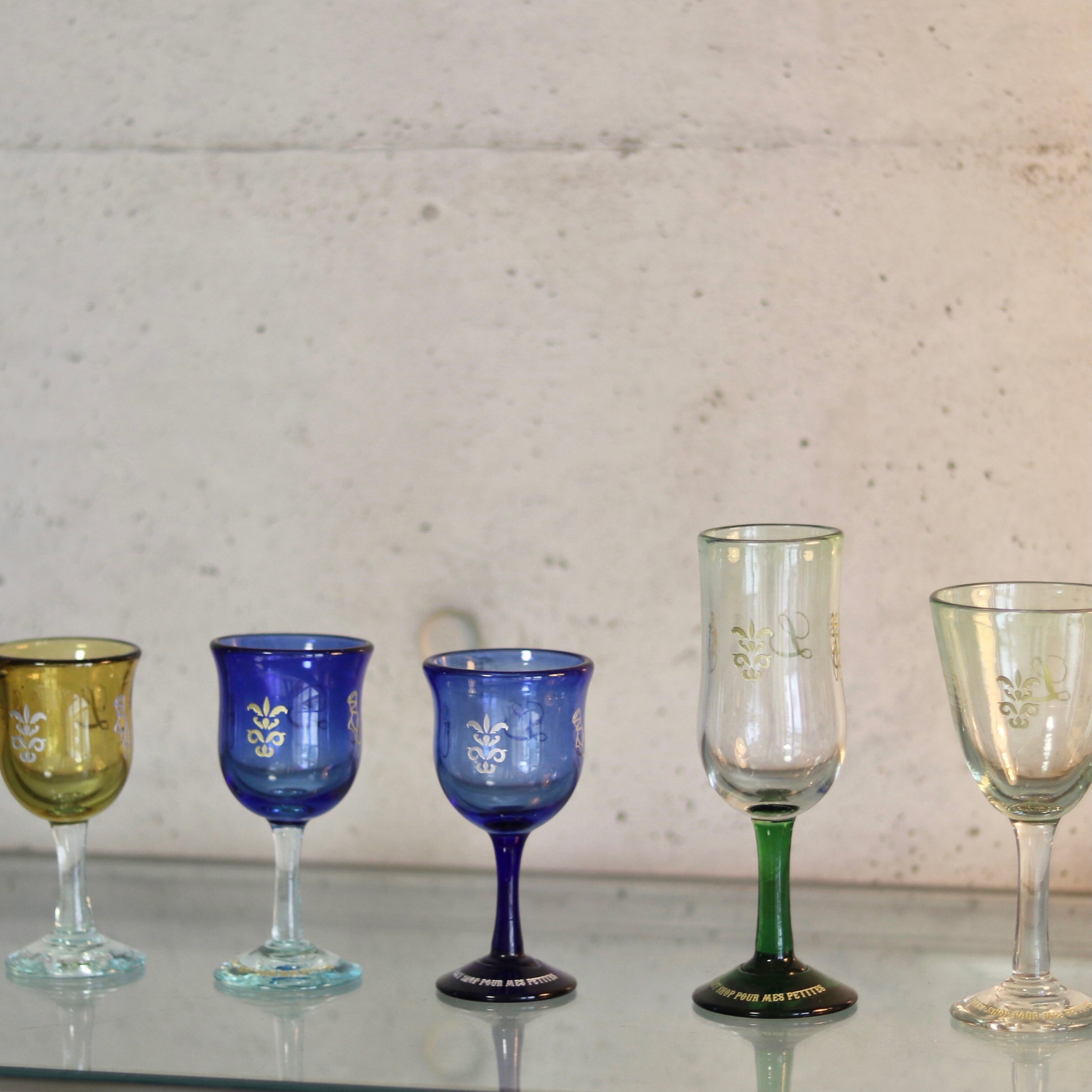 オリジナル琉球ガラス：ワイングラス エンブレム6