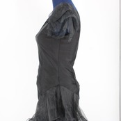 【美品 社交ダンス衣装】ワンピース ドレス 黒 ブラック シースルー 透け感 無地 シンプル かわいい 可愛い シック 上品 気品