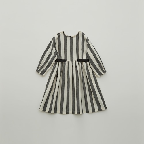 《eLfinFolk 2023AW》Cotton linen Wide stripe Dress / black