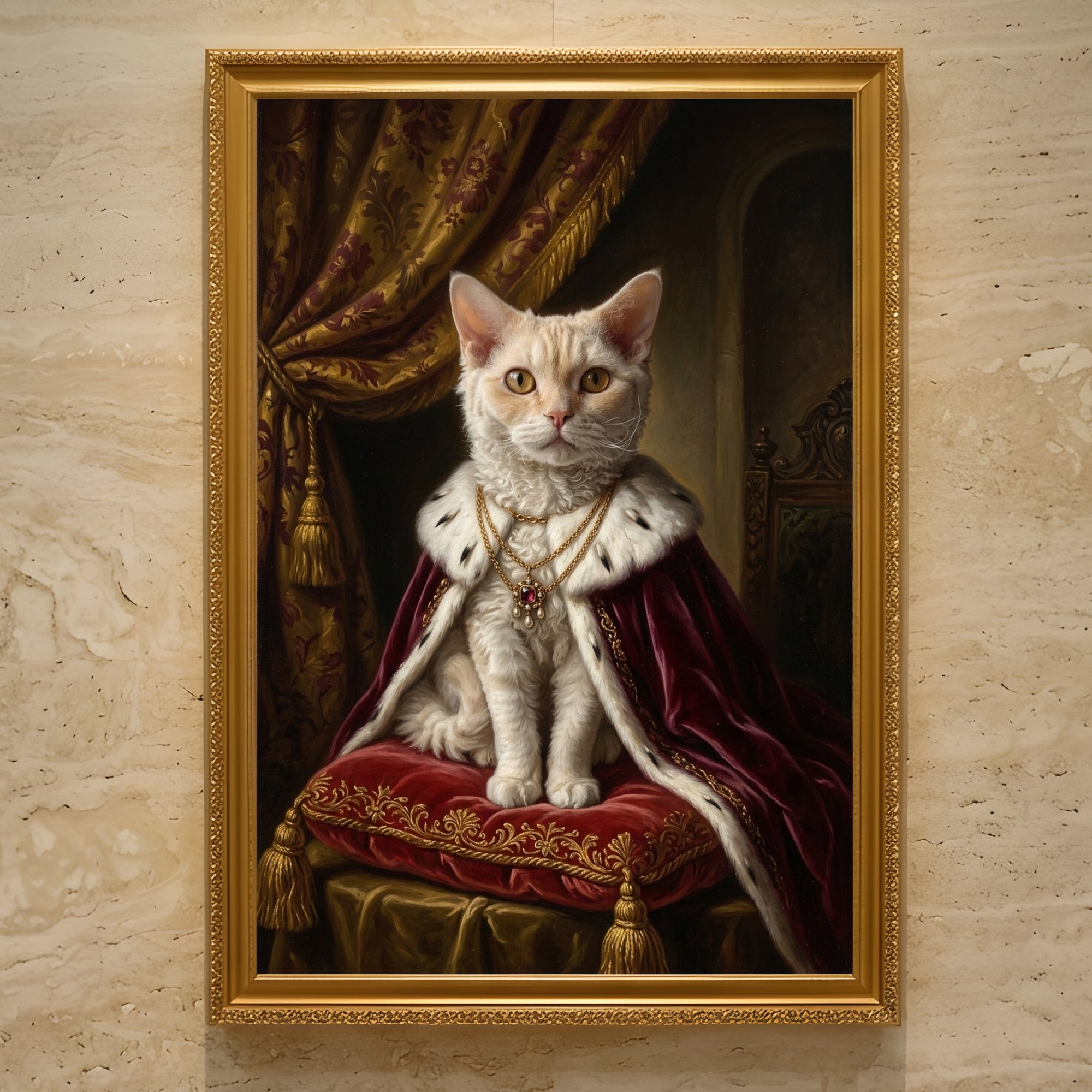 猫（セルカークレックス）のルネサンス風肖像画 A3額装インテリア