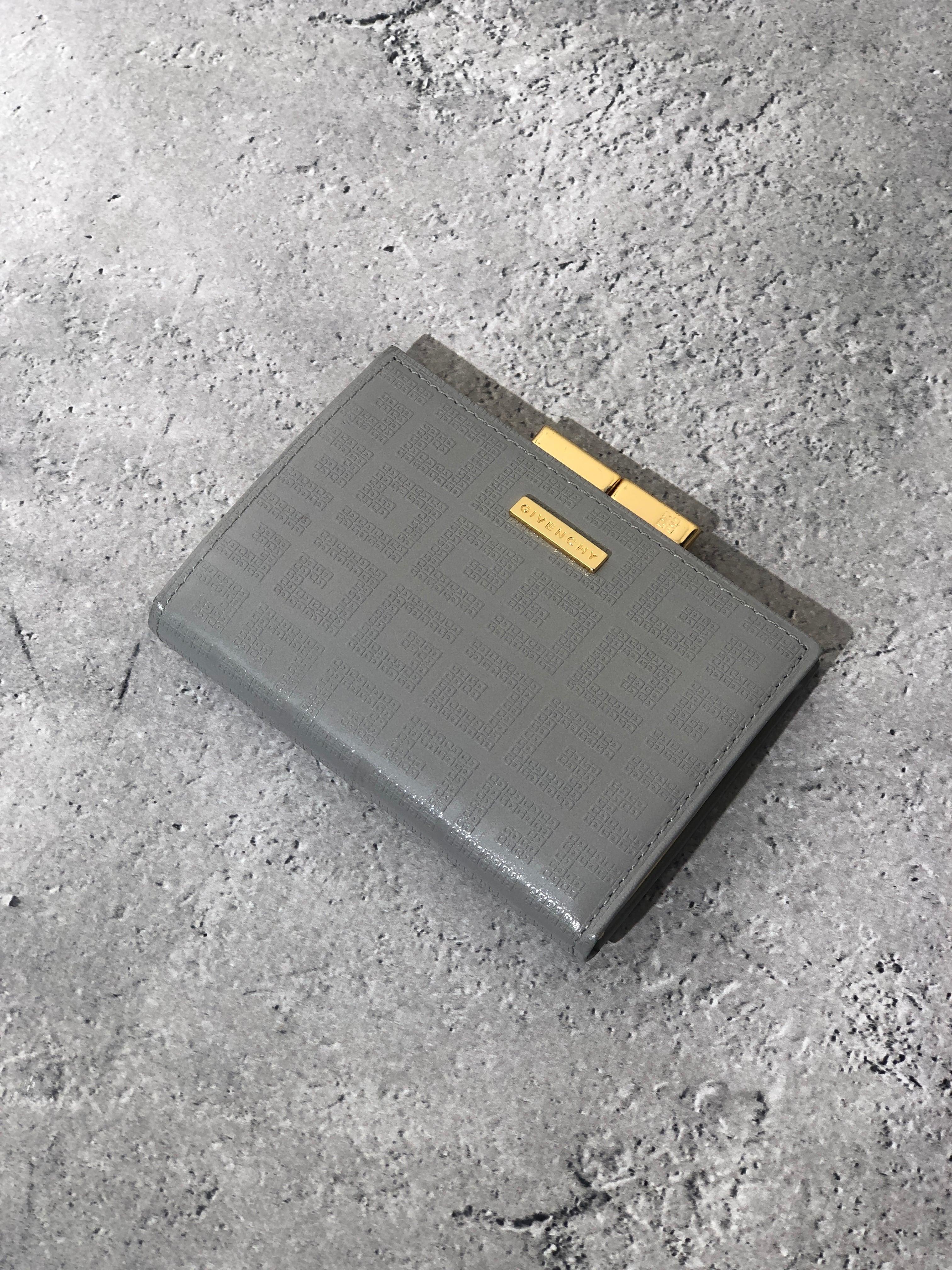 GIVENCHY ジバンシィ 総柄 財布 グレー レザー がま口 vintage