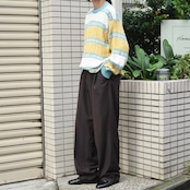 stripe wide slacks brown