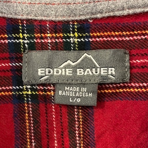 【Eddie Bauer】長袖シャツ ネルシャツ 赤チェック Lサイズ エディーバウアー アウトドア US古着 アメリカ古着