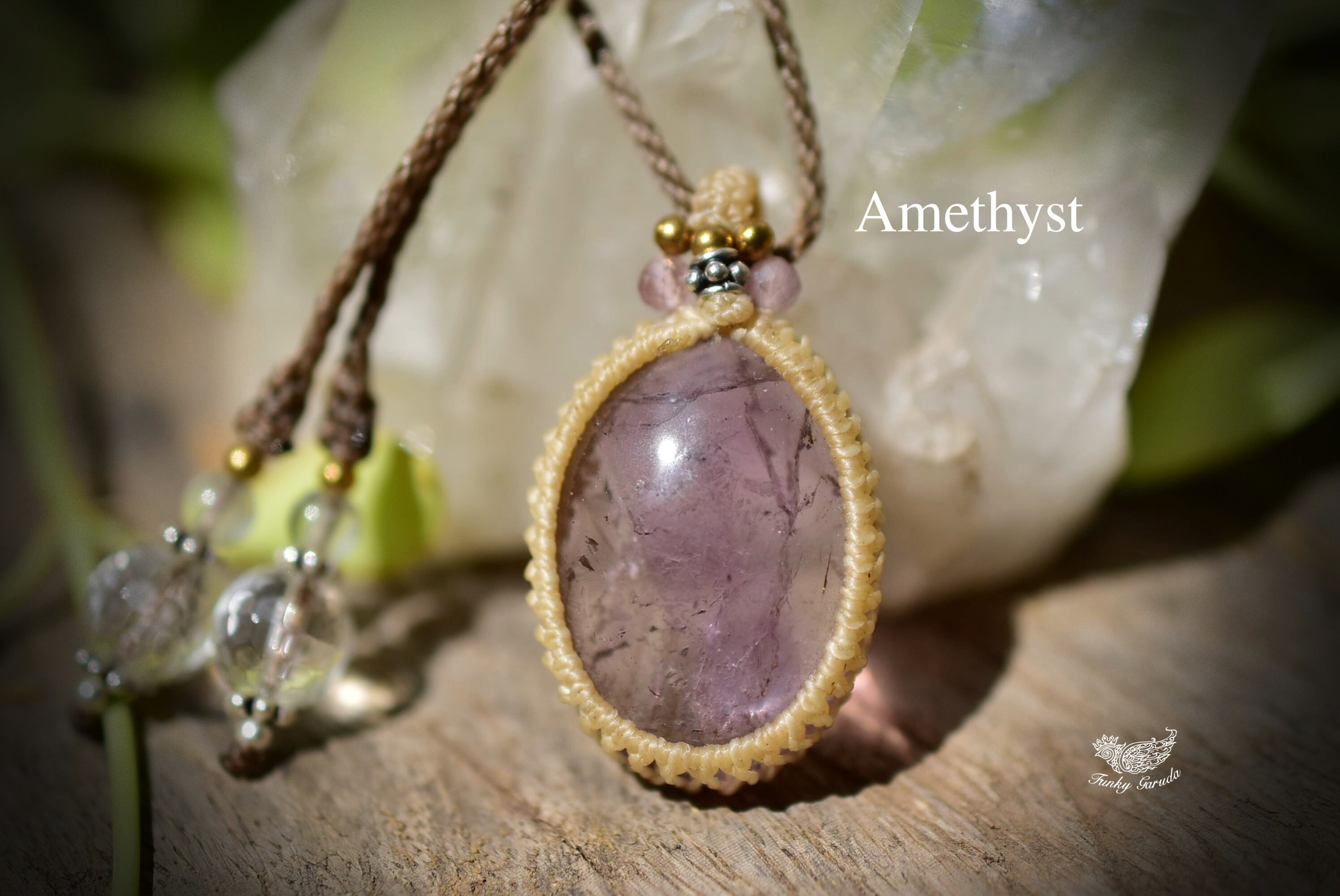 艶やかパープル★ラベンダーアメジストマクラメペンダント261