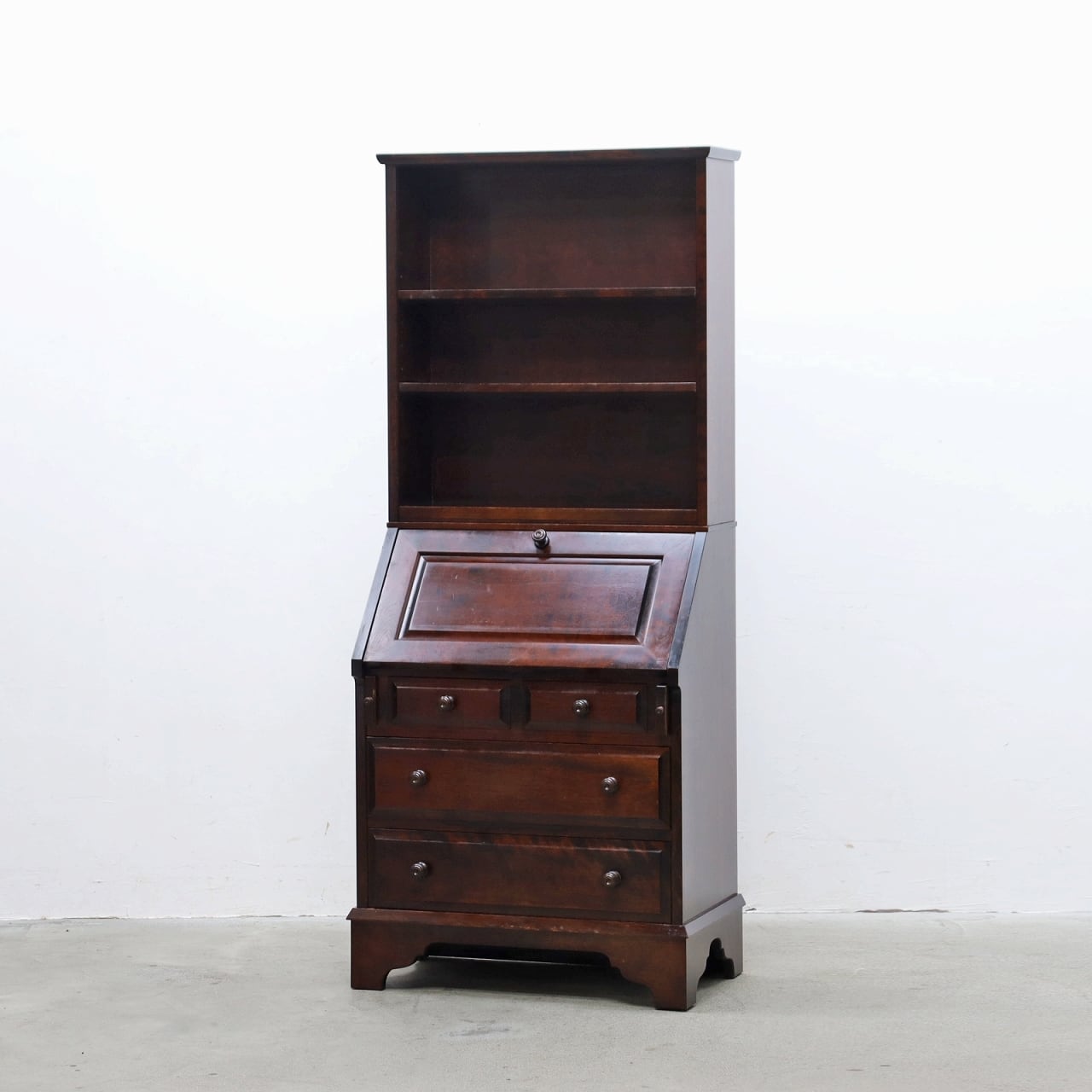 北海道民芸家具 樺材 ライティングビューロー デスク 収納 チェスト キャビネット RCT10075