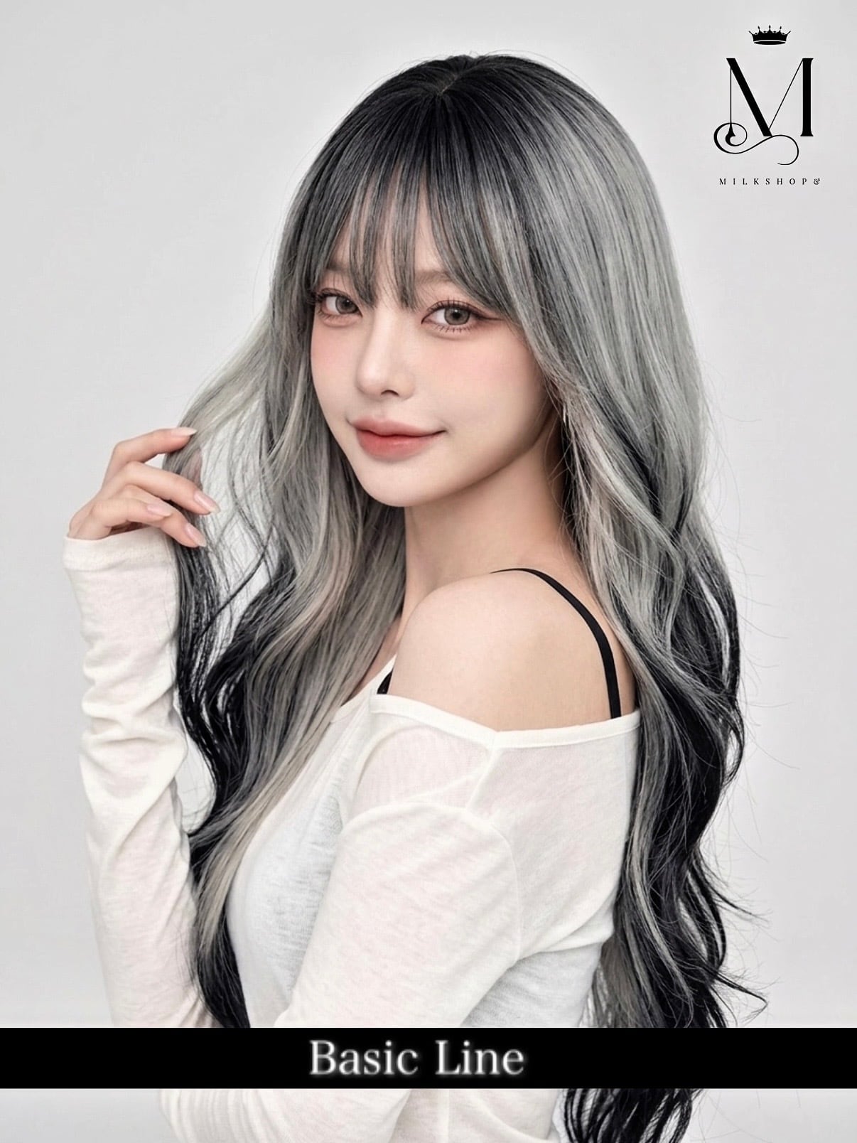 Basic - 狐カラー Black×Gray【商品番号 1028】レースフロントなし