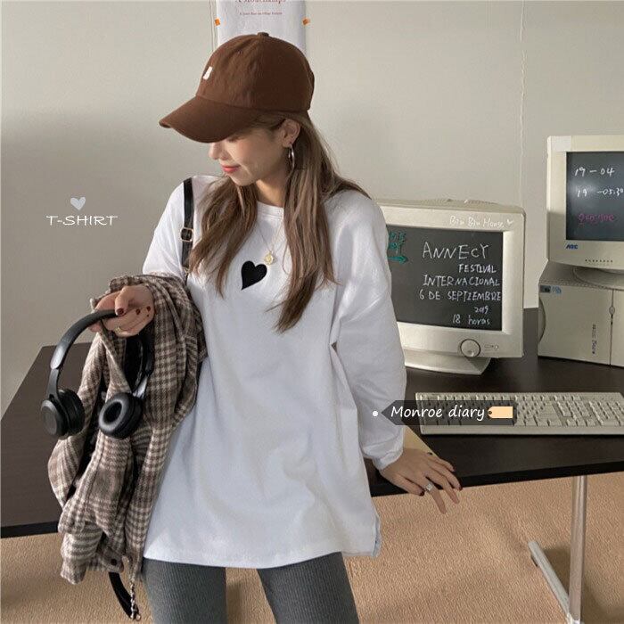 ホワイトシャツ スタイルルーズトップス オータムウィンターTシャツ ロング 秋物 冬物 モンロー95349359059