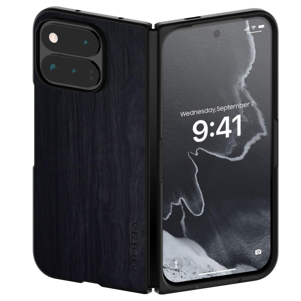 Aioria スマホケース Google Pixel 11 Pro Fold 互換性ありウッドパターン スタイリッシュで丈夫な携帯電話ケース あふれる 木目柄 保護 (Black, For Pixel 11 Pro Fold)