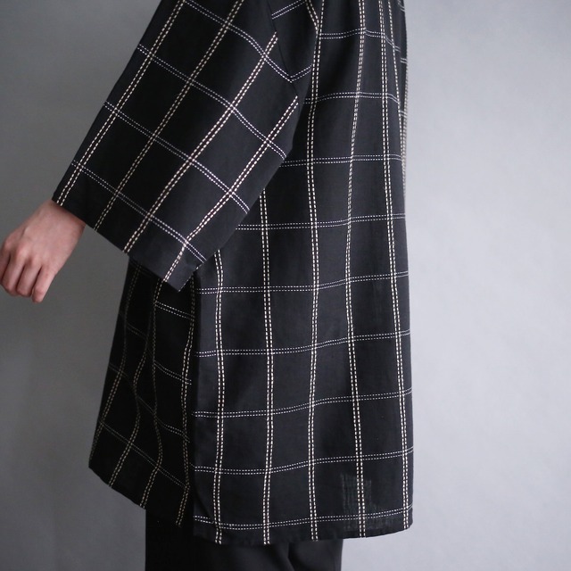 grid stitch work pattern over size h/s shirt