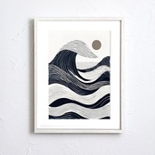 Silent Wave|静寂と力強さを描く抽象モダンアート|北欧ミニマルな波のデザインポスターで空間を整えるA4ポスター
