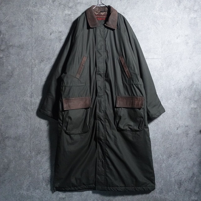 Euro Green leather switching native pattern coat