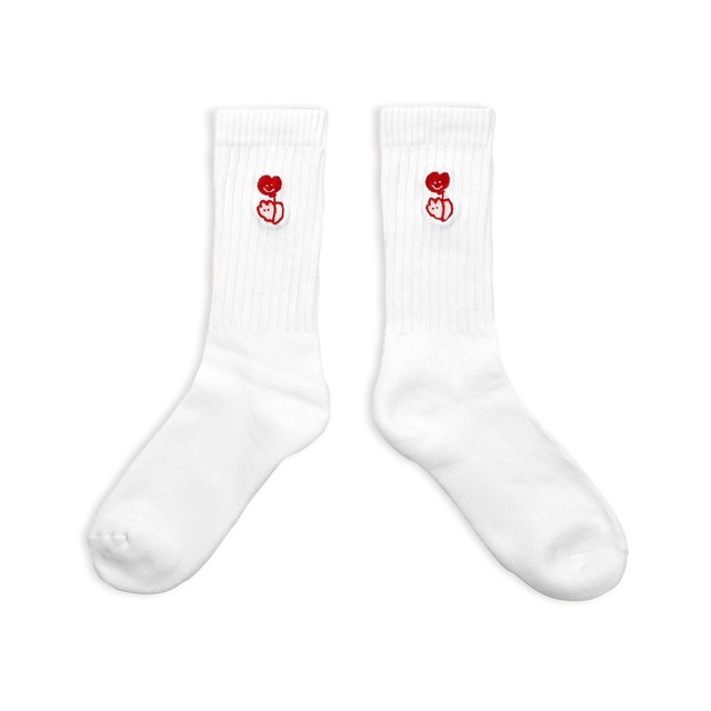 風船ウサ刺繍ソックス/レッド(MK-477)