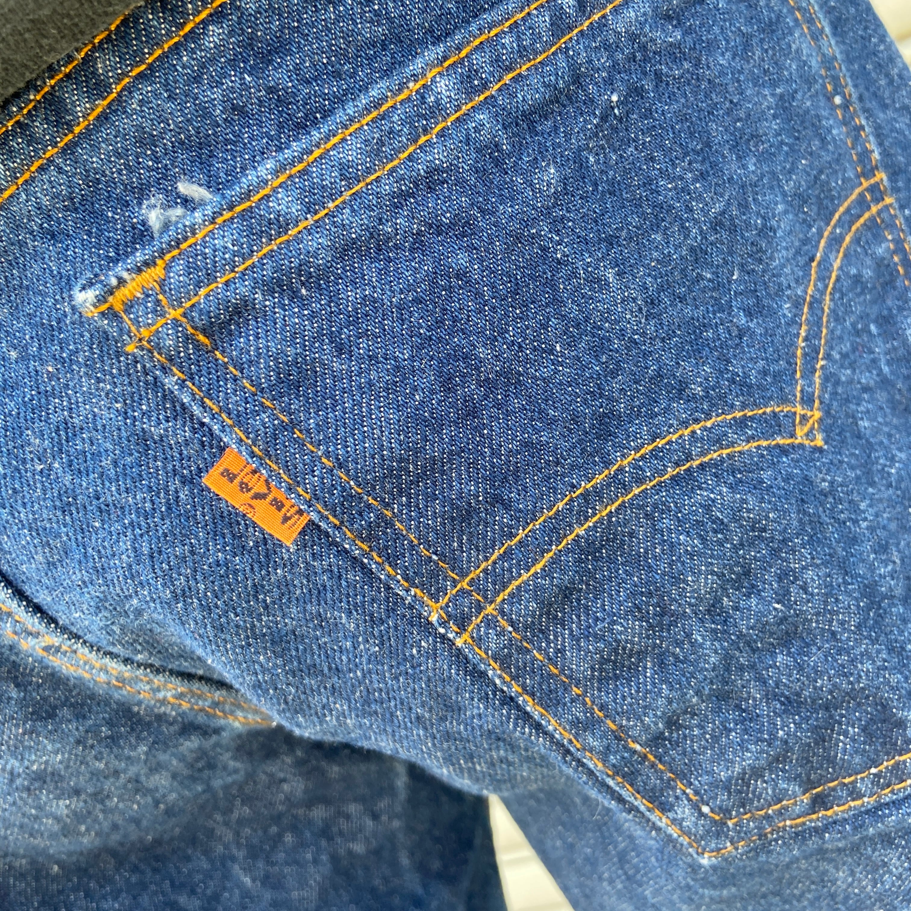 送料無料』90s USA製 Levi's 517 ブーツカット オレンジタブ 真紺 W34