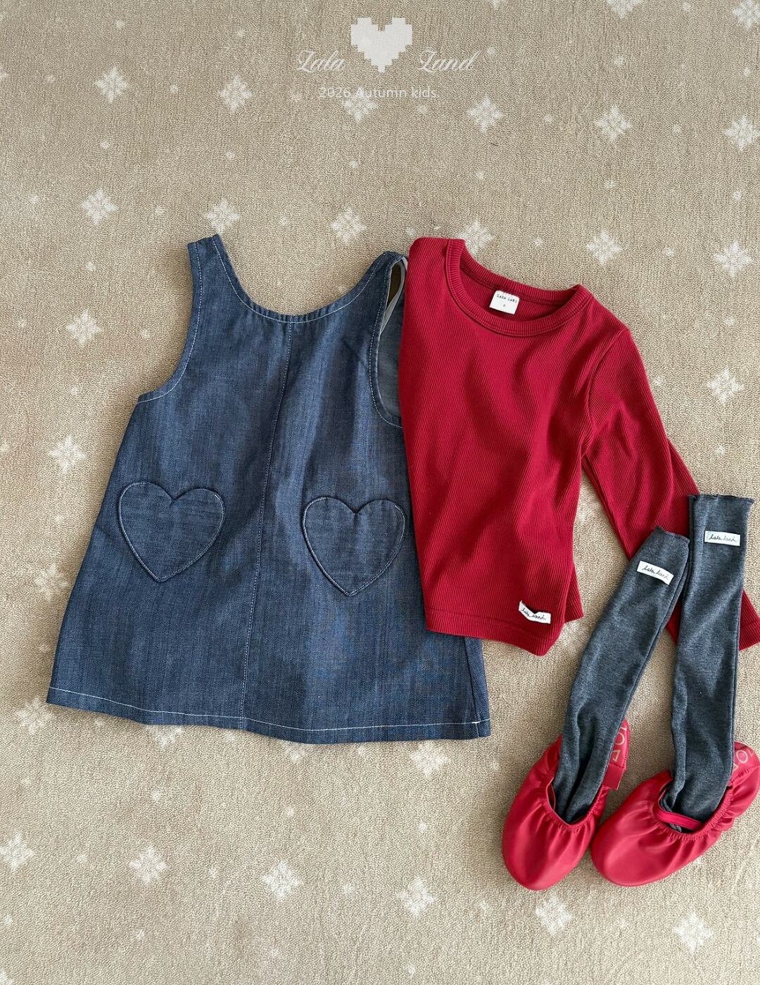 送料無料【予約】/  kids ハートポケットワンピース /lalaland