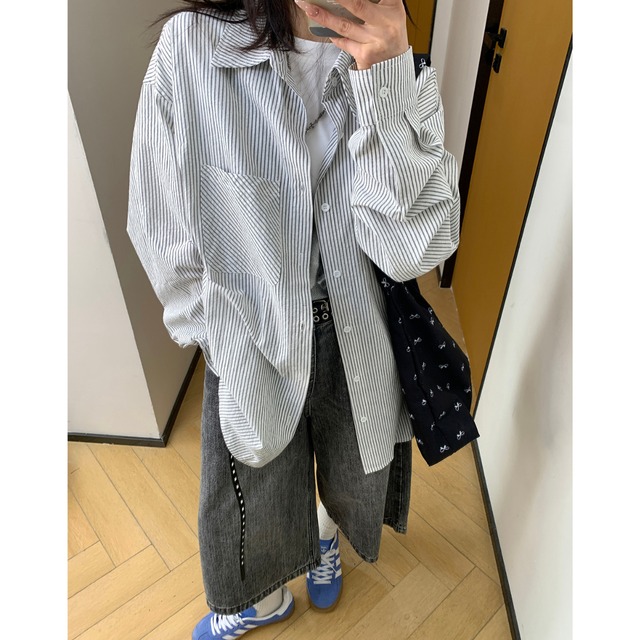 oversized color striped shirt　オーバーサイズカラーストライプシャツ　J0871