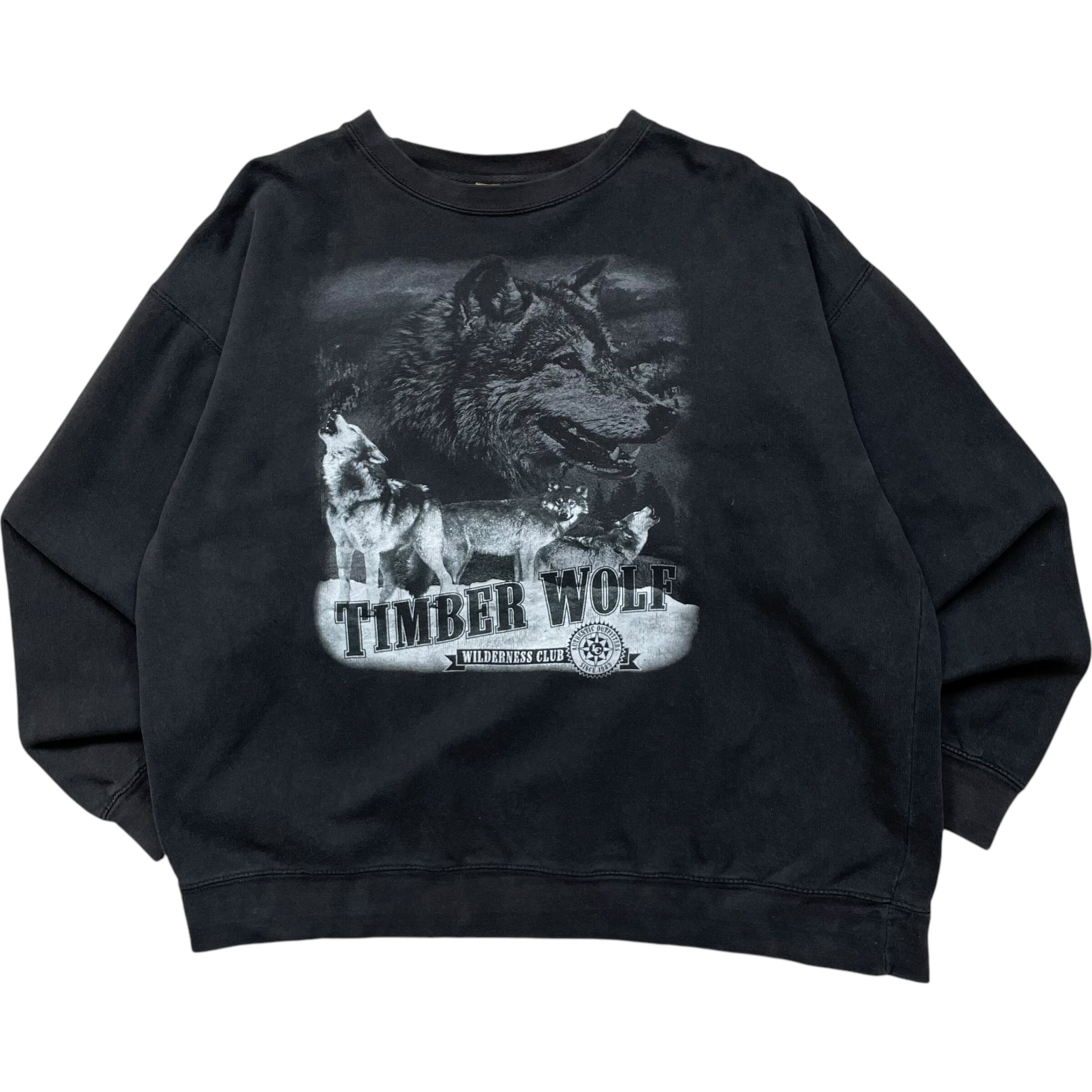 《XL》AMERICAN OUTDOORS スウェット ウルフ アニマルプリント ブラック no.5659