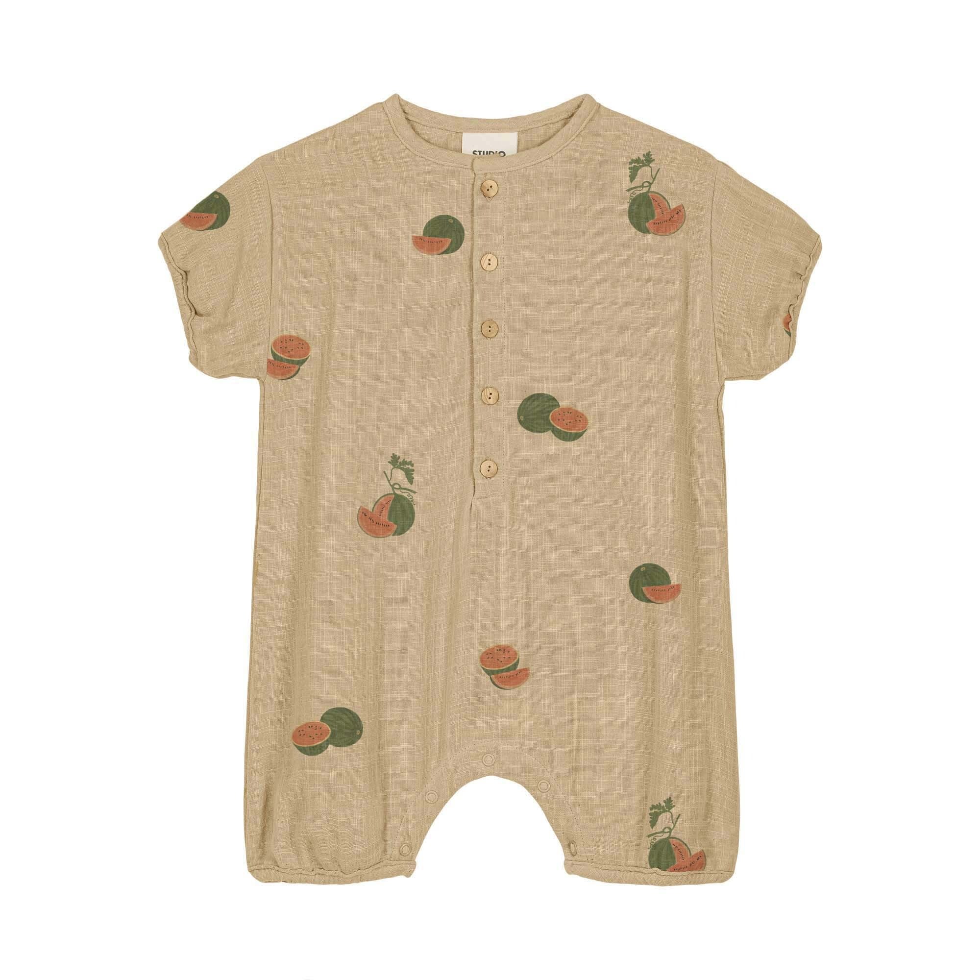 Studio Boheme Paris 26SS/ROMPER BEBECITO《COTTON GAUZE》- STARFISH / WATERMELON (12M-24M)