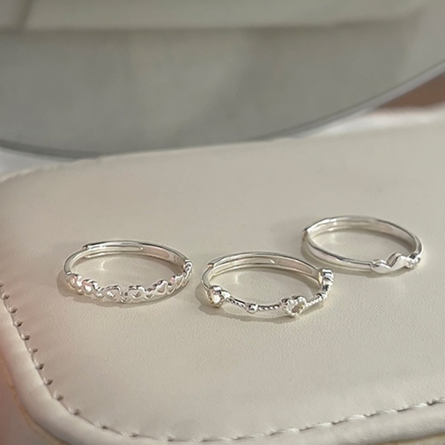 Weiwan925シルバーシンプルなハートリング 3s