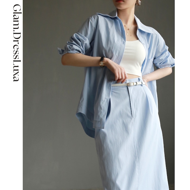 ライトシャツ＆タイトスカート セットアップ/2color_ST155