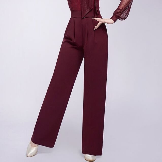 ハイウエスト ワイドレッグ フルレングス ダンスパンツ ds1119