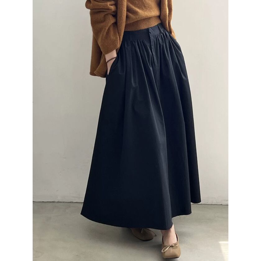 tucked gather A-line long skirt m0081