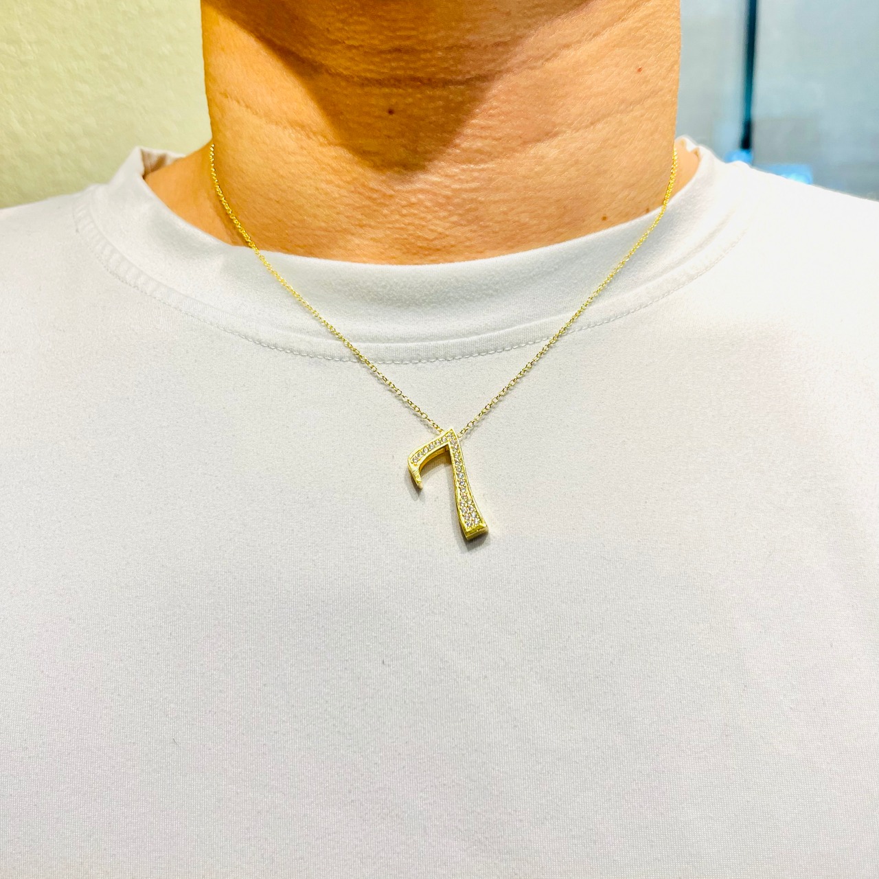 silver925ナンバーネックレスゴールド「7」 | StoneJewelry