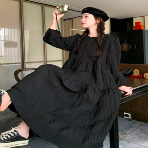 【送料無料】 ロングワンピ マキシ 大きい ゆったり ゆる オーバーサイズ プラスサイズ ぽっちゃり 長袖 Uネック Aライン フレア プルオーバー くしゅくしゅ 薄手生地 エレガント 可愛い 大人可愛い きれいめ シンプル カジュアル シック コンサバ 華やか 大人 上品 おしゃれ お洒落 主役級 こなれ感 高見え ガーリー 春 レディース 女性用 30代 40代 デート お出かけ 女子会 お呼ばれ 休日 お茶会 授業参観 普段使い ファッション コーデ スタイル 楽ちん 体型カバー 垢抜け ママ服