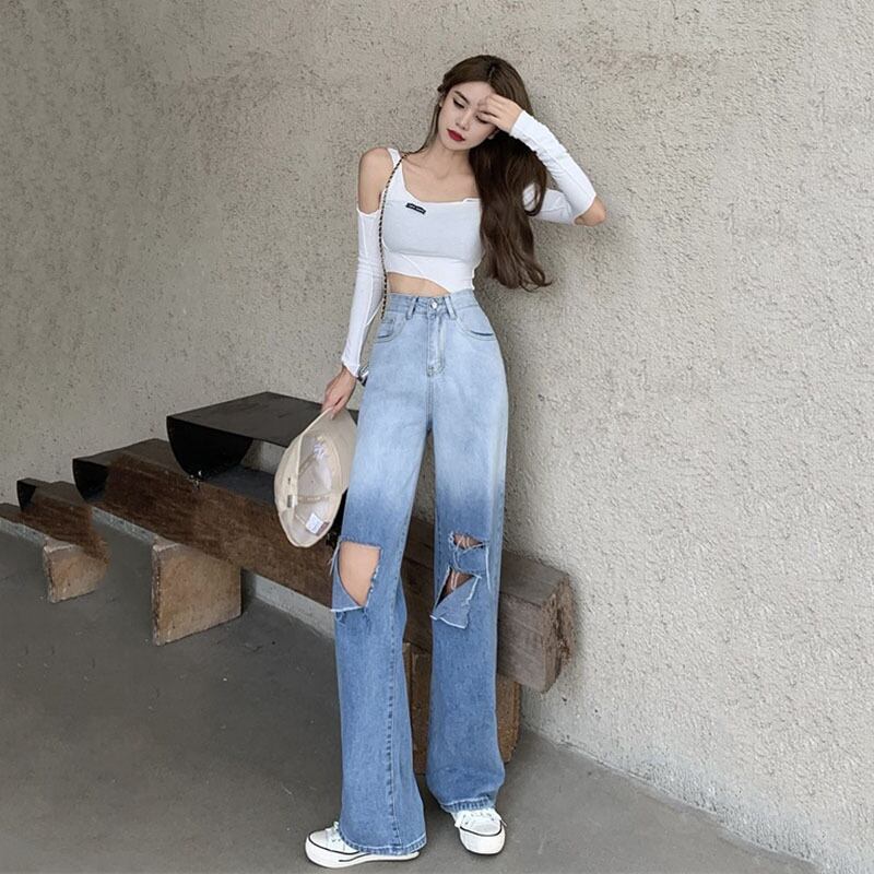 ハイウェストパンツ ジーンズ レディースサマー 夏物 ドラファッションホール43953609097