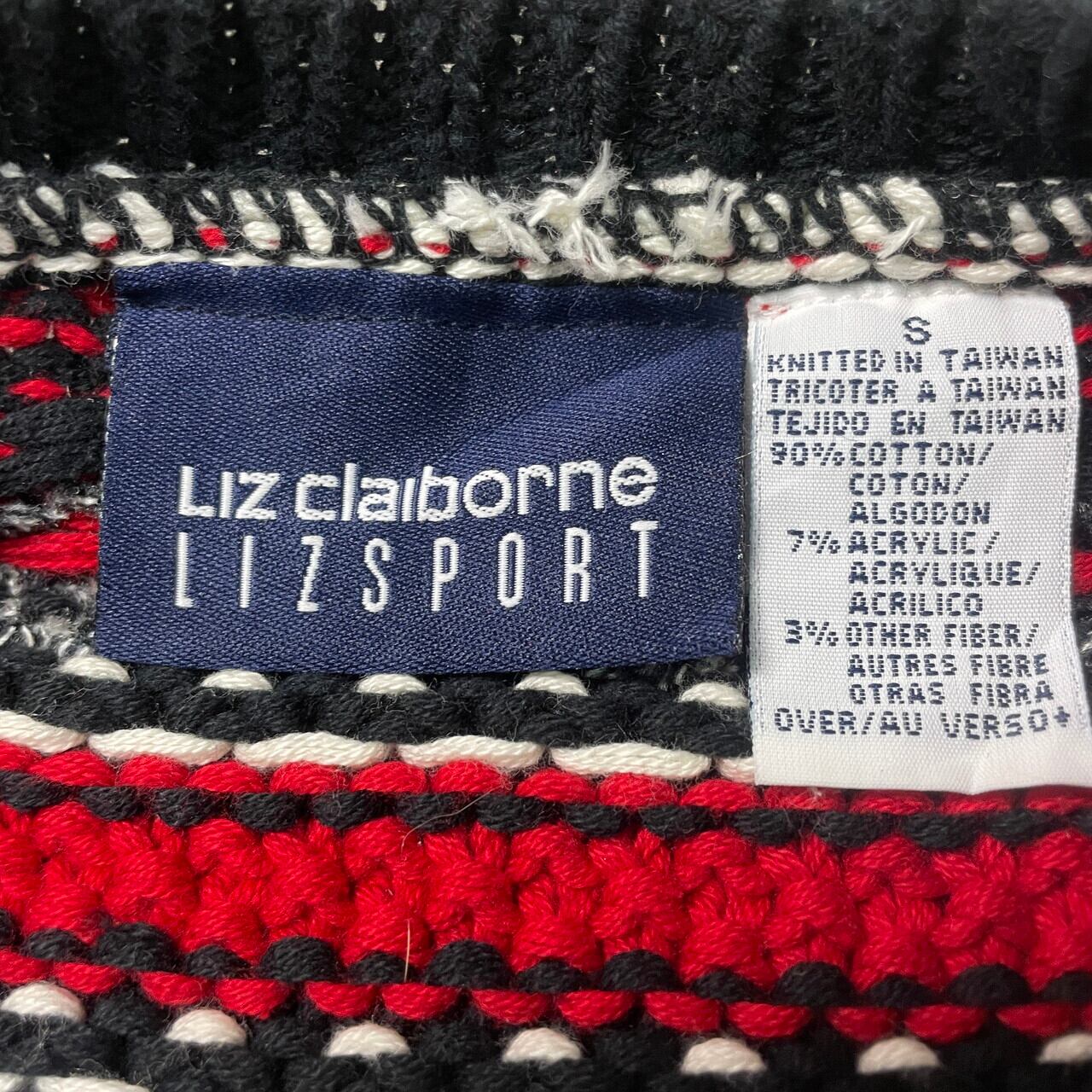 90年代 Liz Claiborne LIZ SPORT 3Dニット コットンニットセーター 