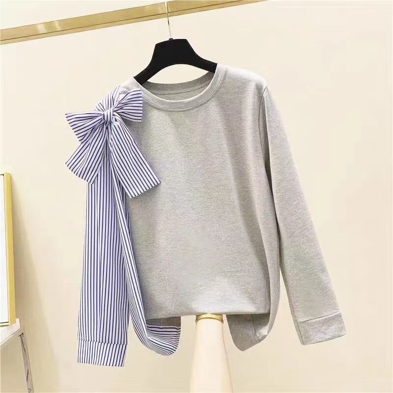 肩リボン異素材切り替えカットソー　AJ21240-206