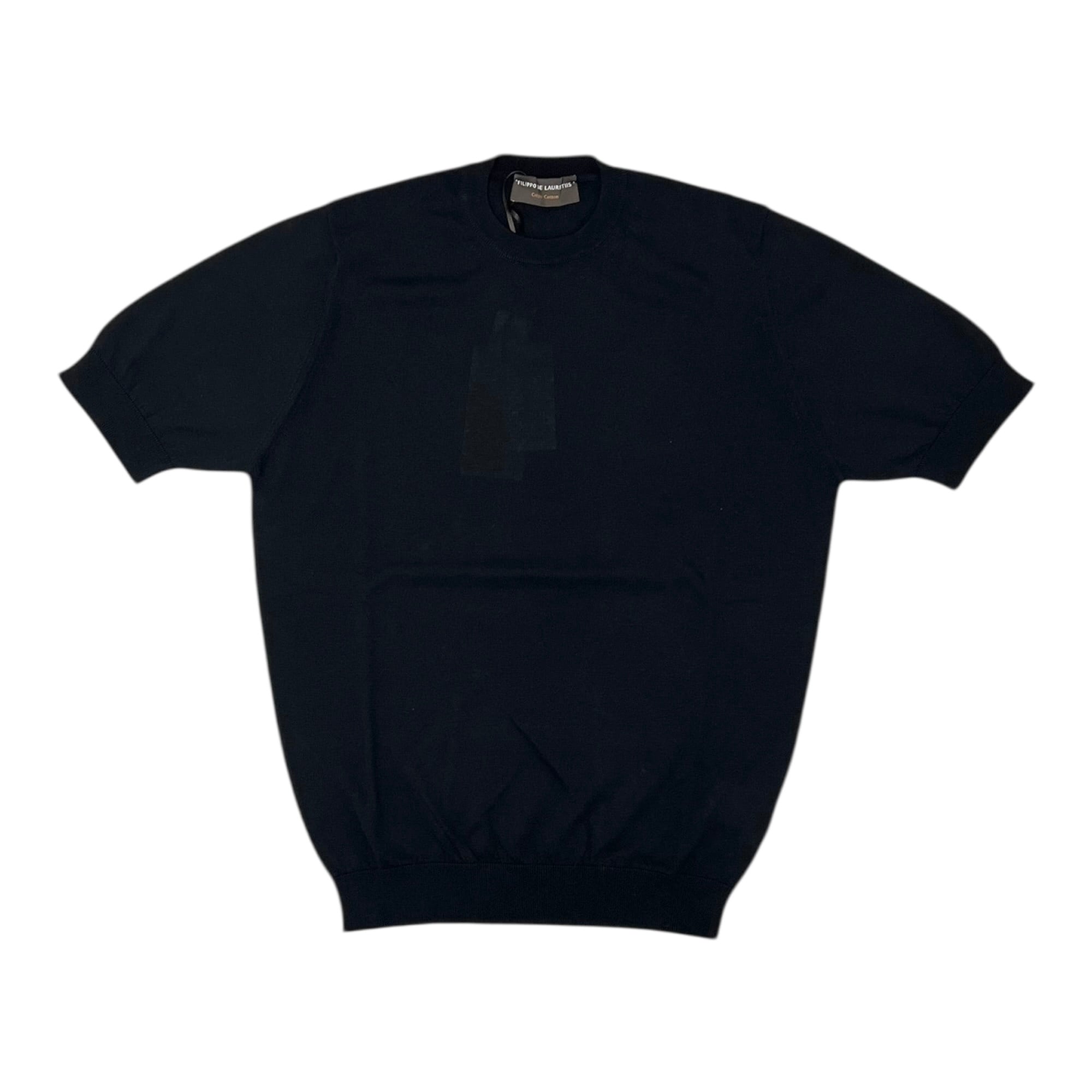 FILIPPO DE LAURENTIIS(フィリッポ デ ローレンティス) crepe cotton short sleeves knit/BLACK(990)