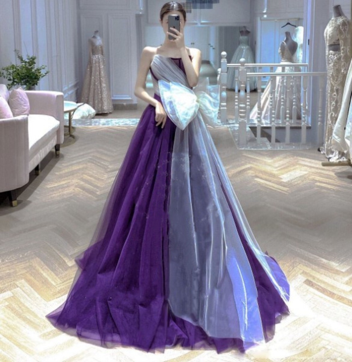 高品質！ パーティードレス パープル/紫 キャミソール 赴く ロング  
