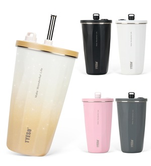 【数量限り】TYESO タンブラー ストロー付き 600ml ステンレス 蓋付き 真空断熱 保温 保冷 アウトドア 持ち運び便利 直飲み 漏れない 大容量 多色 トラベル 2025年アップグレード版