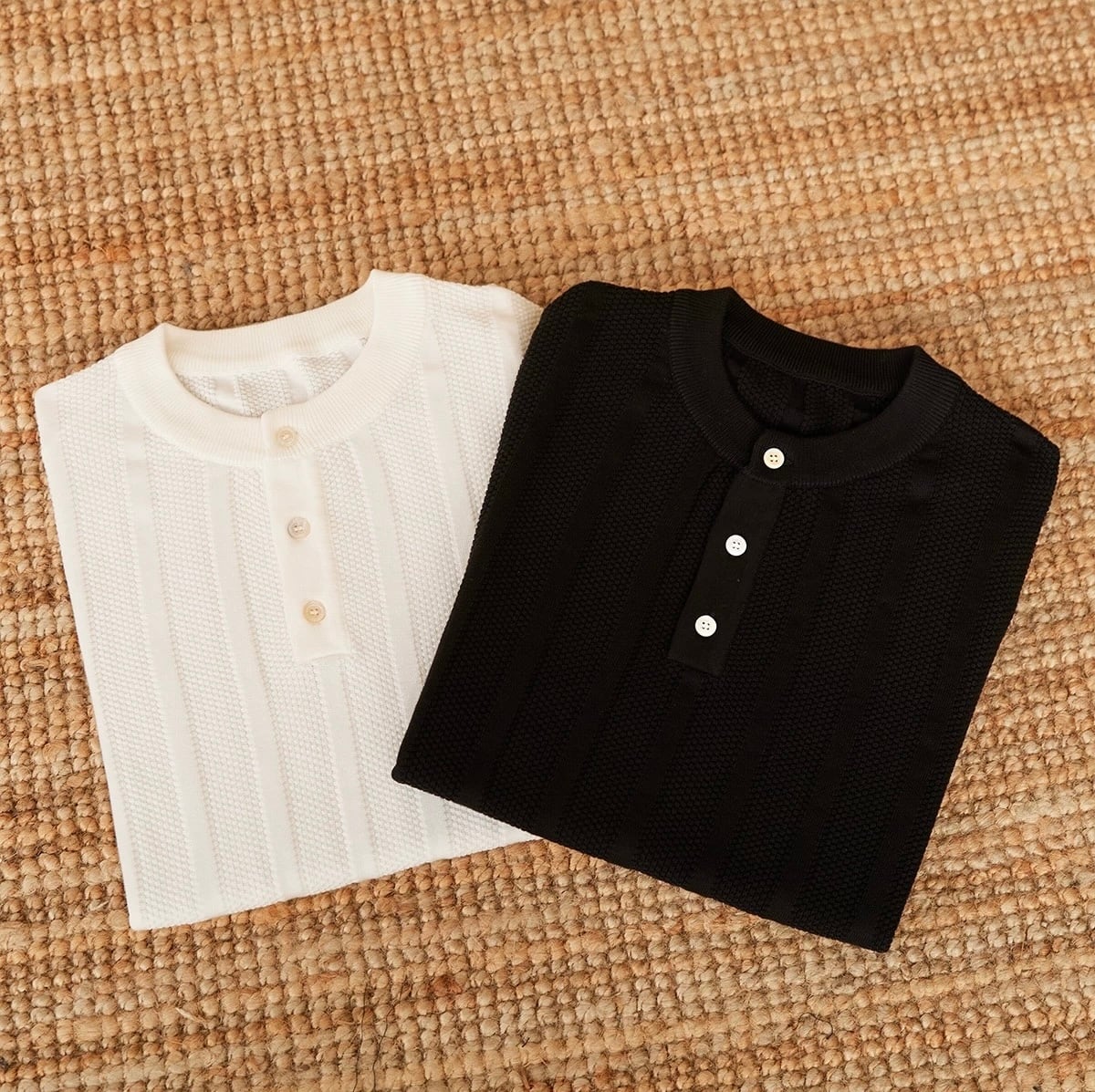 ヘンリーニットTシャツ【リブ網】