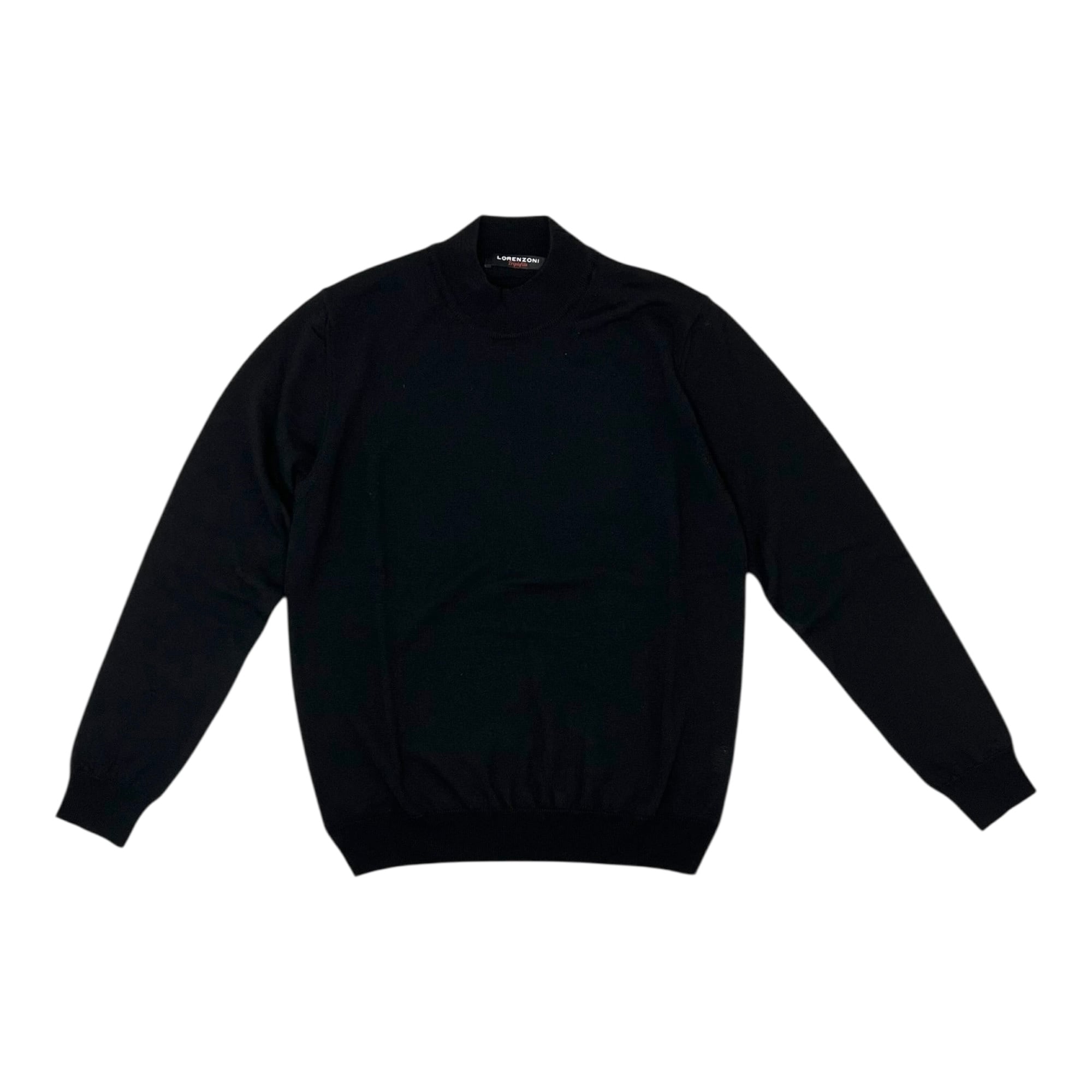 LORENZONI(ロレンツォーニ) Washable Wool Mock neck Sweater/BLACK